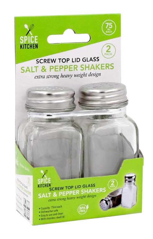 Glass Salt & Pepper Shakers-2PK