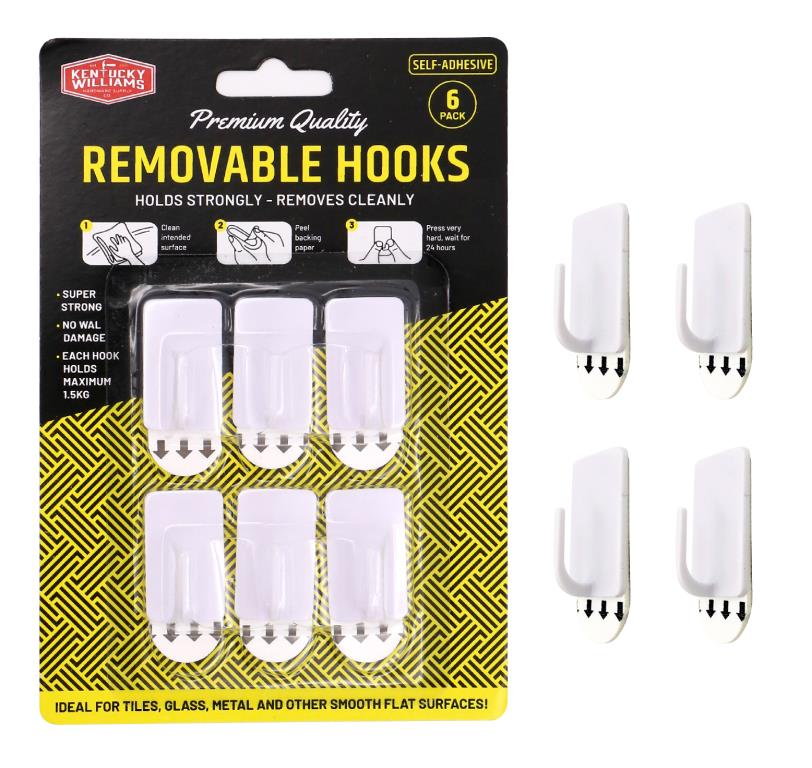 Adhesive Removable Hooks (Medium)-6PK