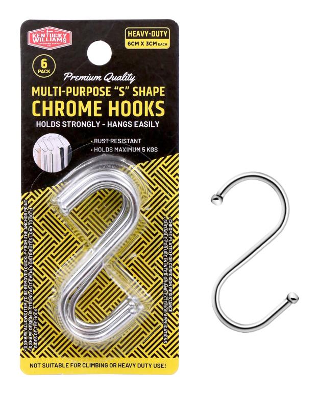 Chrome S Hooks (6PK) - Small/Mini