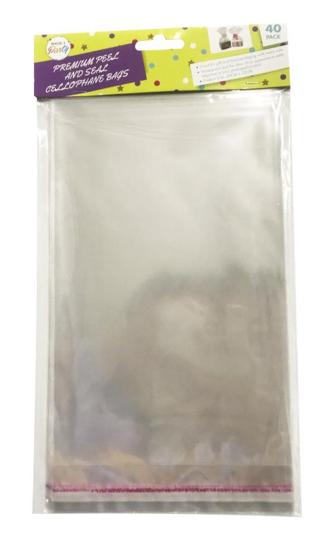 40PK Peal & Seal Cello Bags - 26CM x 15CM