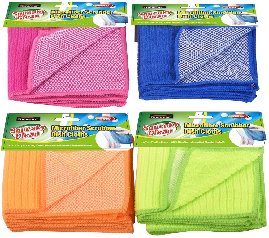 3PK Microfibre Scrubber Dish Cloths