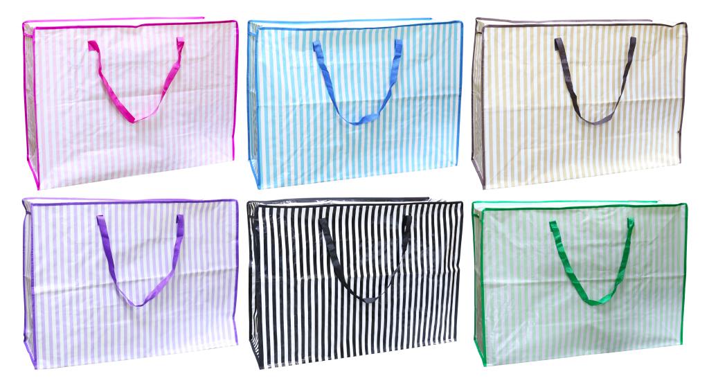 Premium Jumbo PP Striped Series Zipper Bag-85CM x 60CM x 30CM