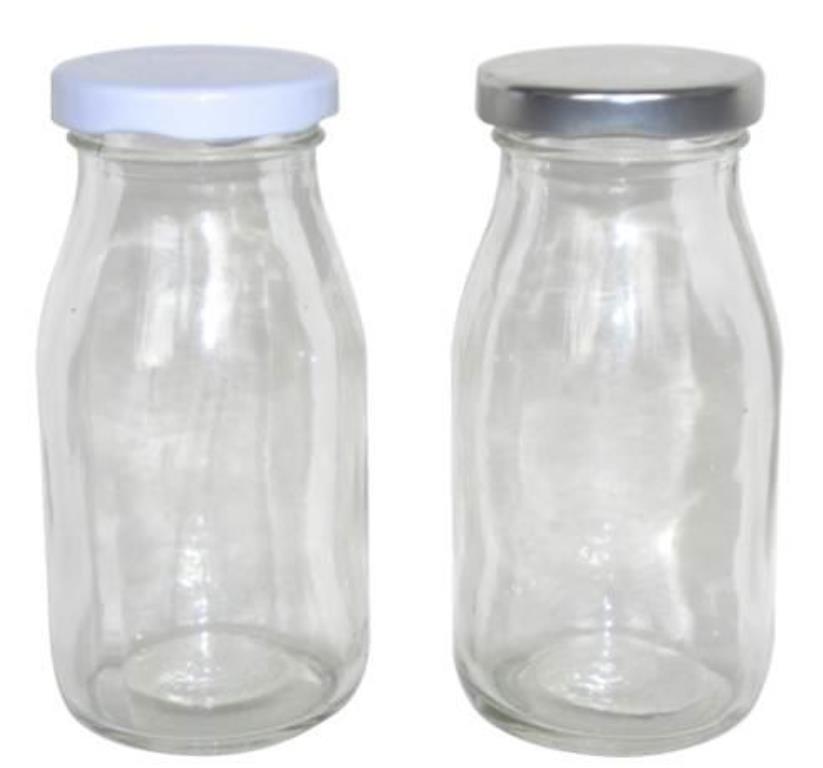 Glass Mini Milk & Soda Bottles W/Lid
