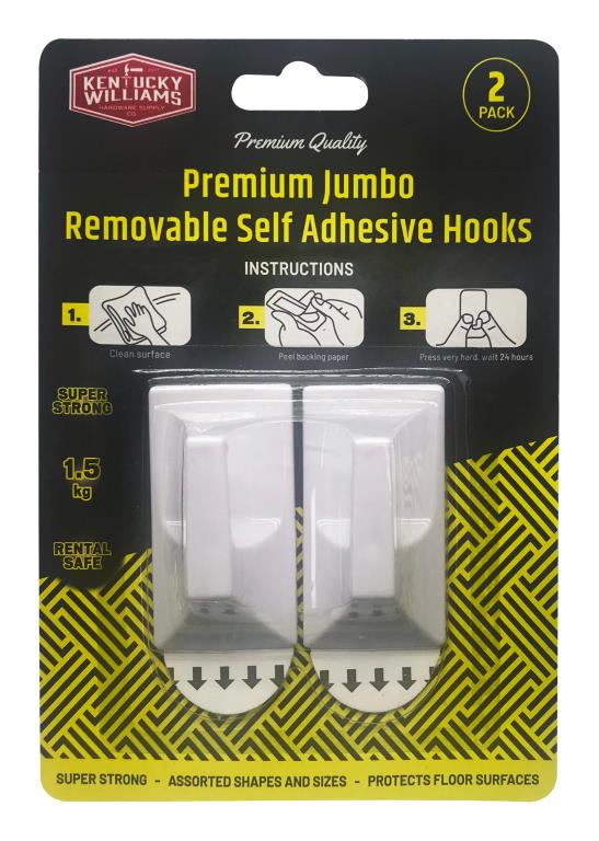2PK Jumbo Removable Self Adhesive Hooks