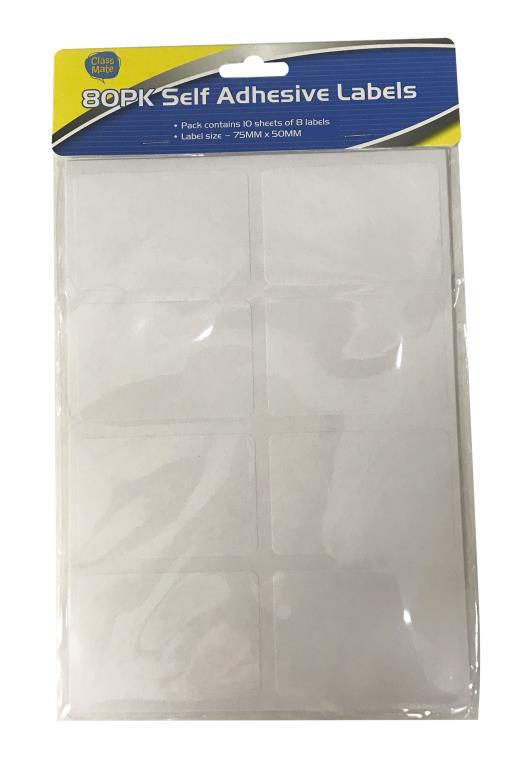 80PK Self Adhesive Labels-7.5CM x 5CM
