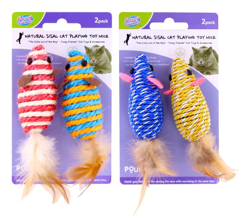 2PK Sisal Playing Mouse Feather Cat Toy (D)