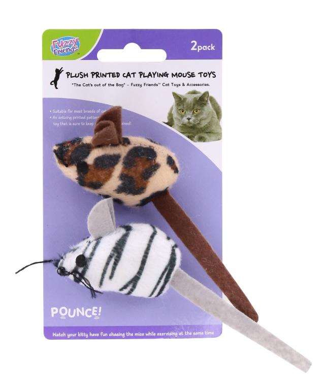 2PK Sisal Animal Printed Cat Playing Mouse (D)