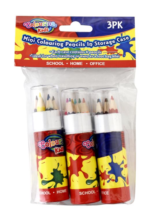 Pack of 3 6PK Mini Colouring Pencils In Tube Series
