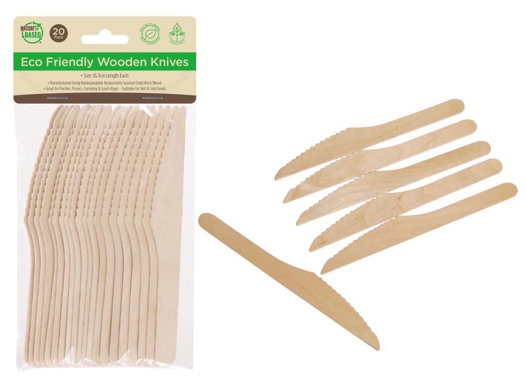 20PK ECO Wooden Cutlery - Knives