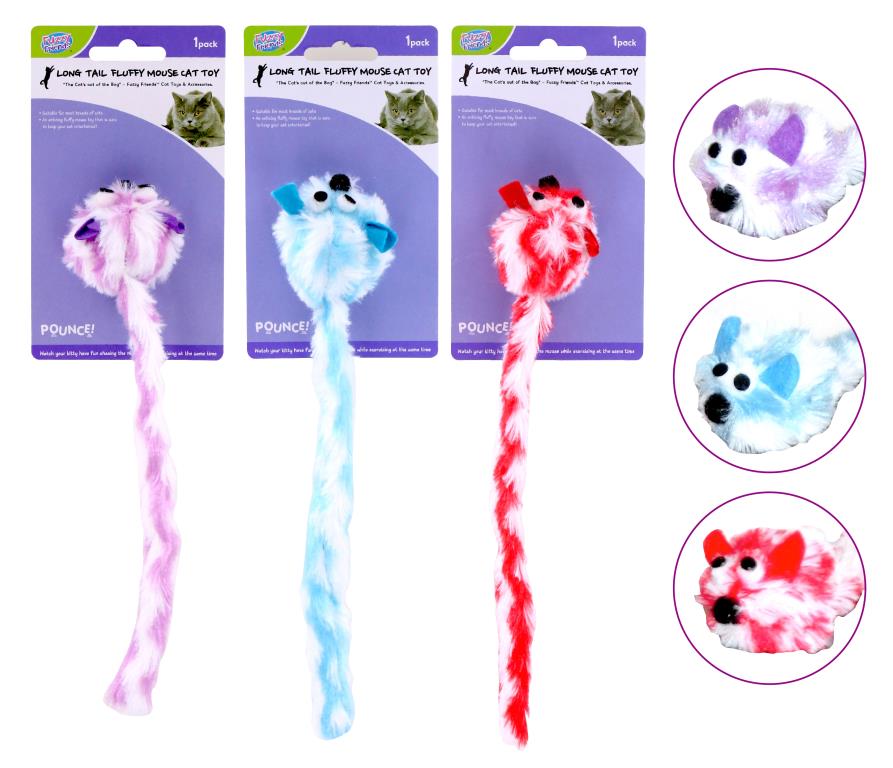 Long Fluffy Novelty Mouse Cat Playing Toy (D)