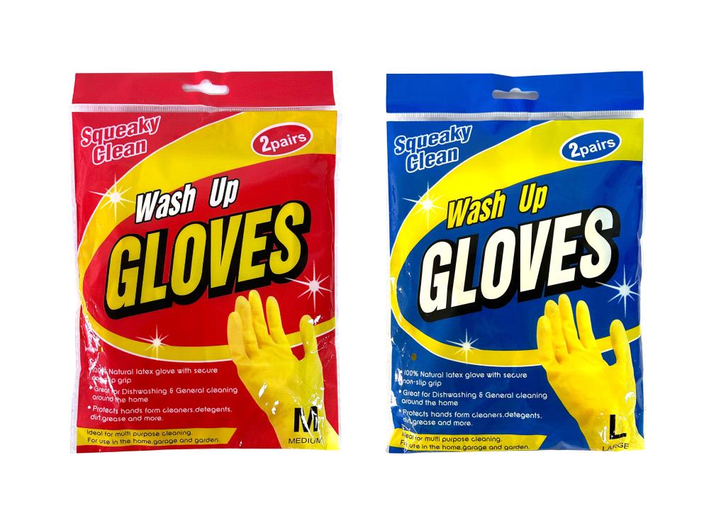 4PK Latex Washing Gloves - Medium & Large Size Assorted