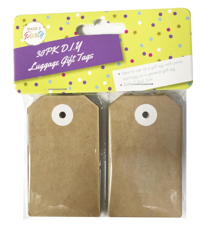 30PK Medium D.I.Y Luggage Gift Tags (Brown)
