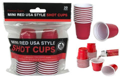 Red Plastic Shot Cups 60ml (2oz) - 20 Pack