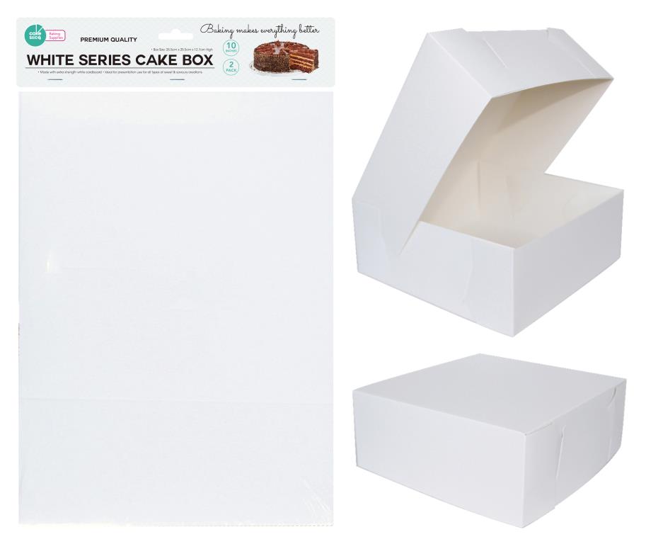 White Cardboard Cake Boxes  10" - Small -2PK