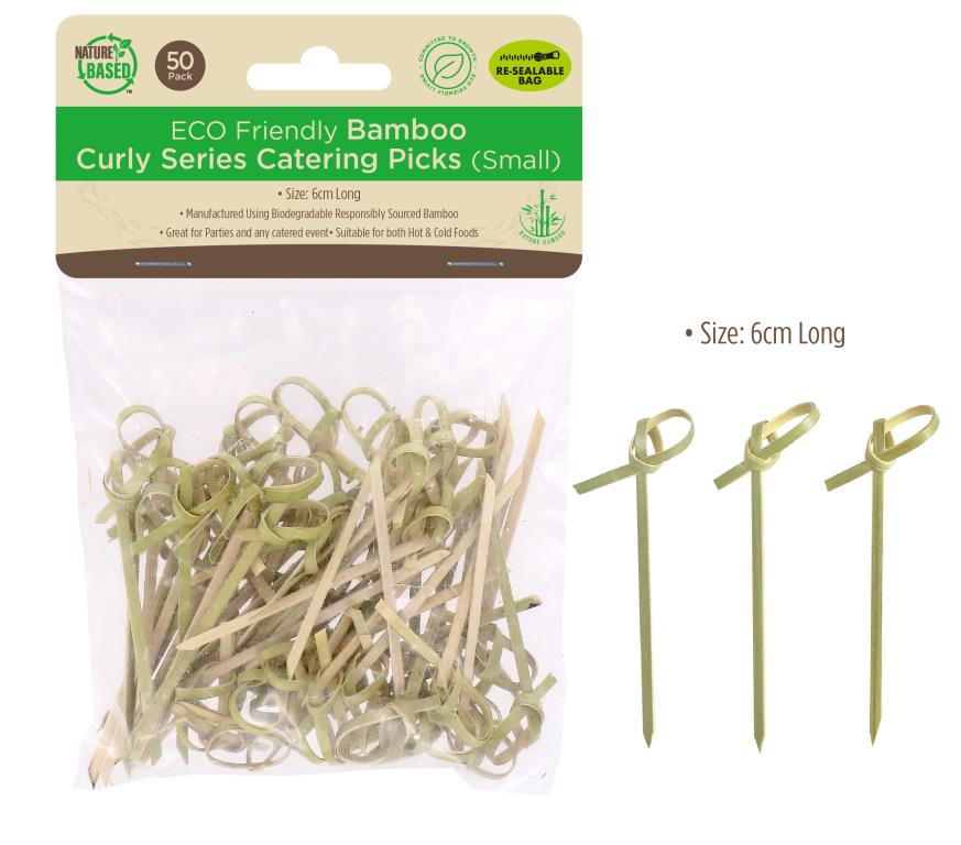 Bamboo Curly Catering Picks - Small -50PK