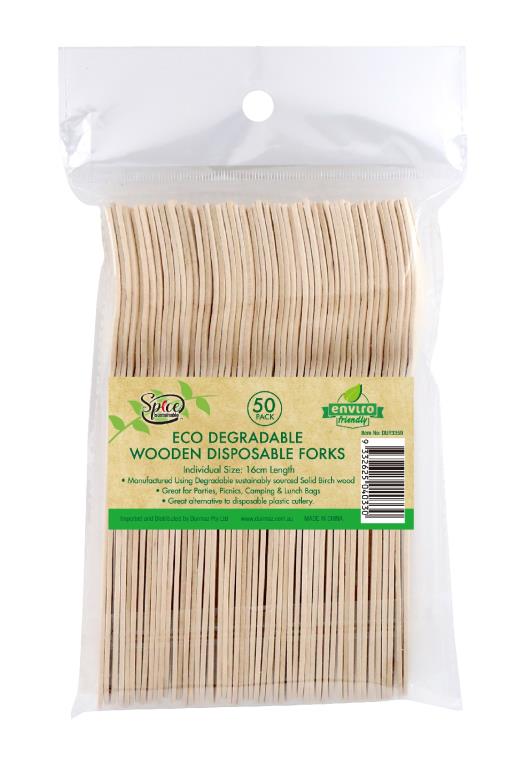 ECO Wooden Cutlery Bulk Catering Pack - Forks -50PK