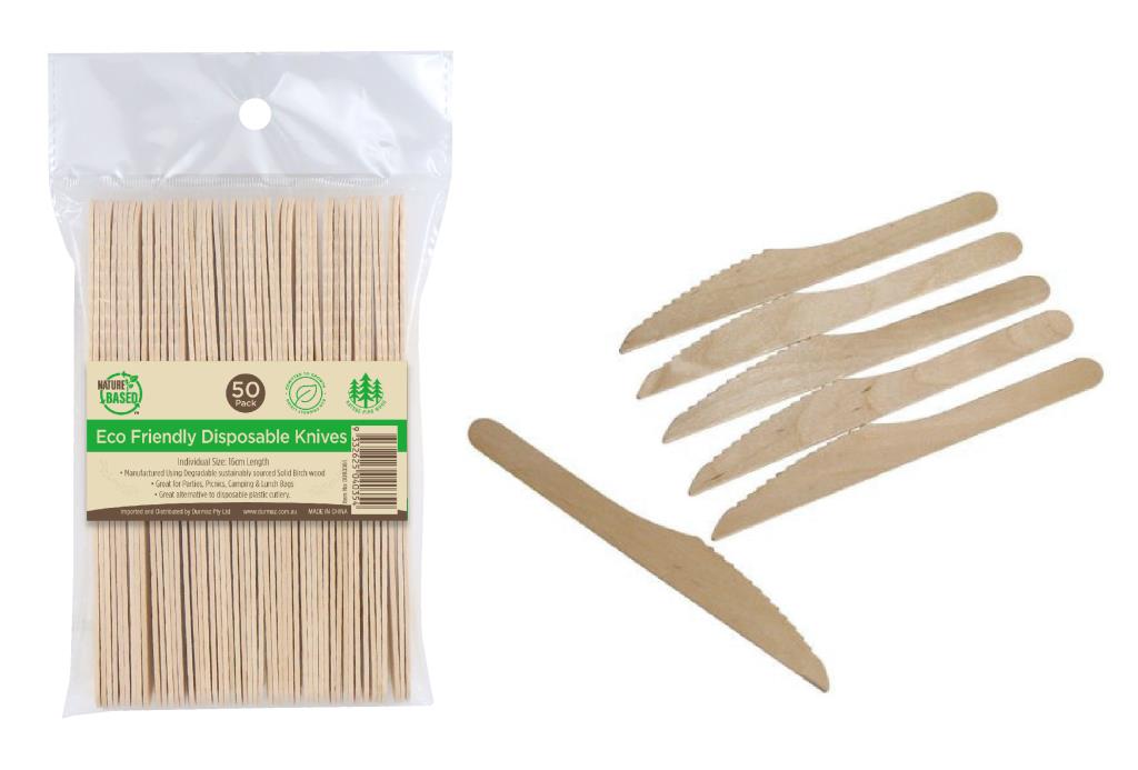 ECO Wooden Cutlery Bulk Catering Pack - Knives -50PK