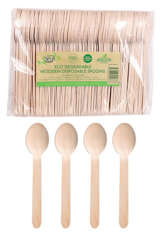 ECO Wooden Cutlery Bulk Catering Pack - Spoons -100PK