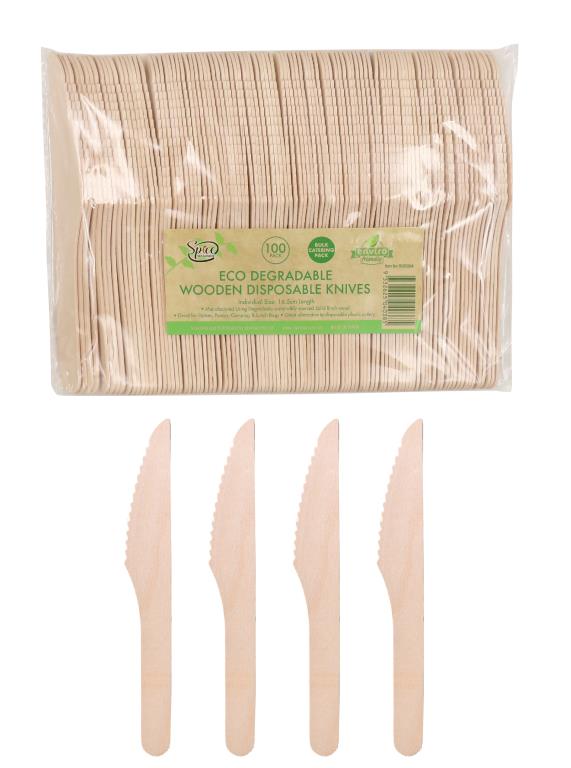 ECO Wooden Cutlery Bulk Catering Pack - Knives -100PK