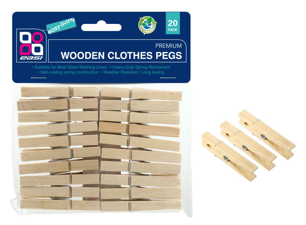 20PK Wooden Series Clothes Pegs