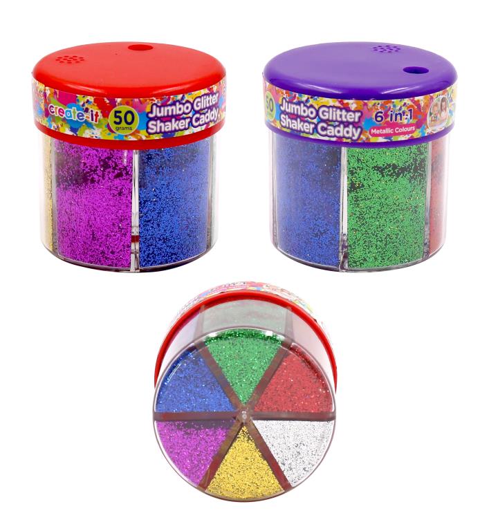 Jumbo 6 in 1 Craft Glitter Shaker-Metallic Series