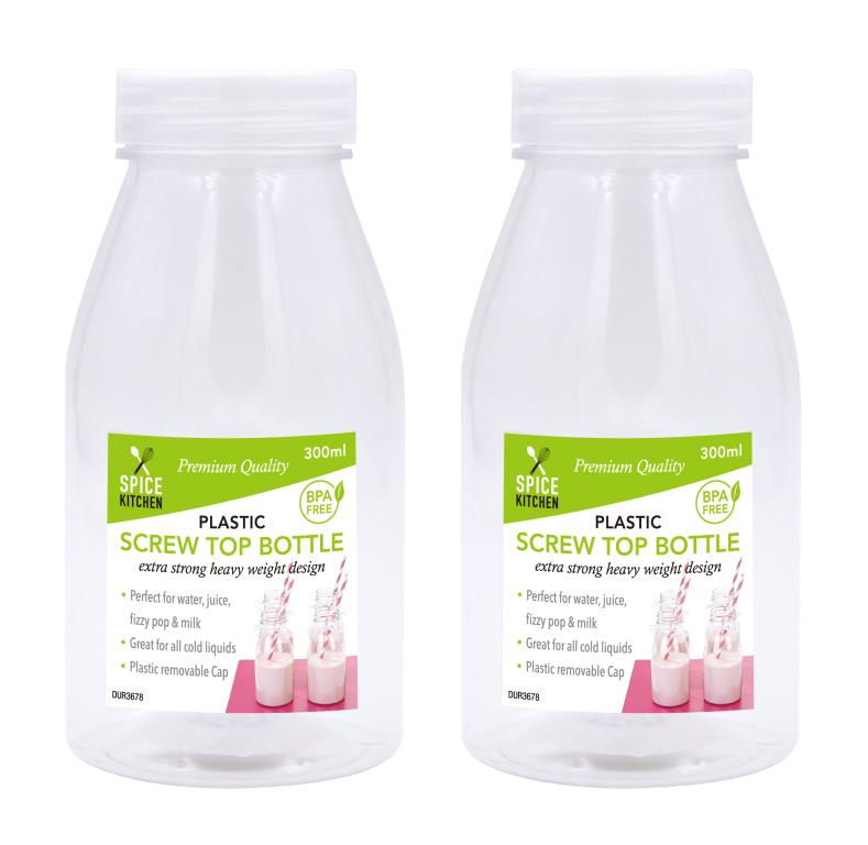 Plastic Milk Bottle with Screw Top Lid-300ML