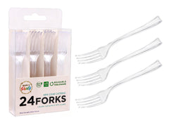 24PK Premium Re-Usable Mini Clear Series Plastic Catering Forks