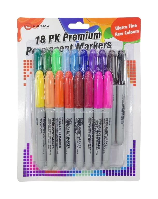 18PK Fine Line Permanent Markers