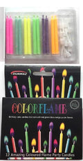 12PK Coloured Flame Party Candles