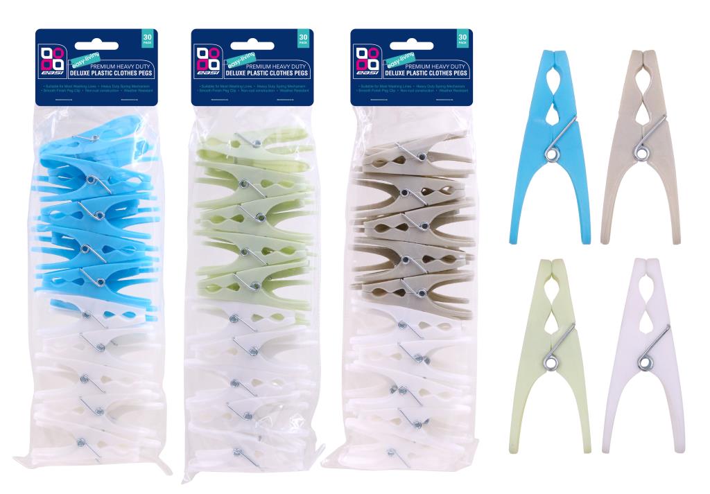 Deluxe Plastic Clothes Pegs-30PK (D)