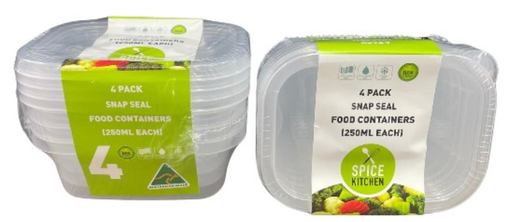 4PK 250ML  Food Storage Containers - *Australian Made*