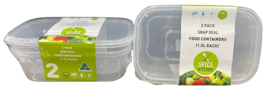 2PK 1.5LTR  Food Storage Containers - *Australian Made*