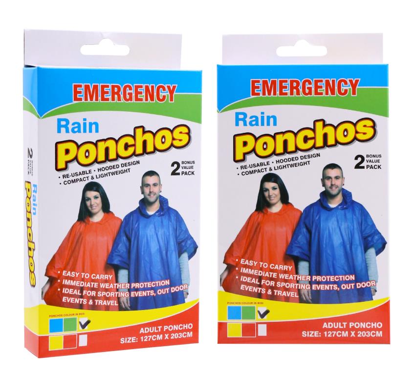 Emergency Adult Ponchos-2PK