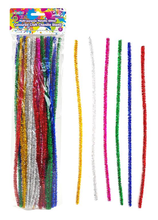 Multi-Purpose Craft Chenille Stems-55PK (Metallic Glitter Series)