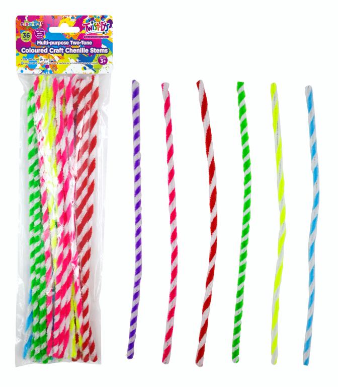 Multi-Purpose Craft Chenille Stems-36PK-Two Tone Series