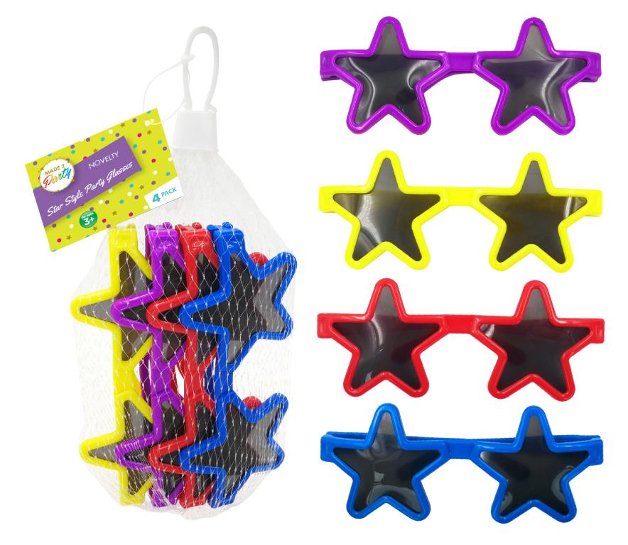 Loot Bag Party Fillers (Net Range) - Novelty Party Star Series Glasses - 4PK (D)