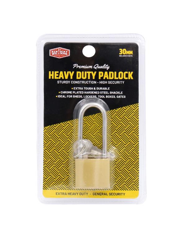 Heavy Duty Long Shackle 30MM Brass Padlock