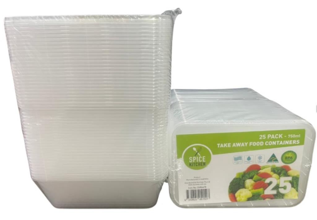 25PK 750ML Bulk Pack Series Take Away Containers *Australian Made*
