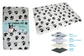 Grey paw print plush pet thermal mat, 72 cm x 57 cm x 3 cm thick, suitable for all dog breeds