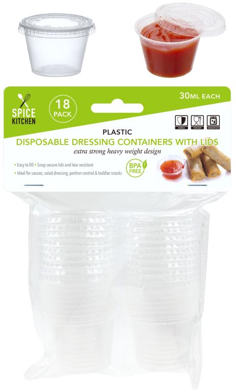 Mini Disposable Dressing Containers With Lids - 30ML-18PK