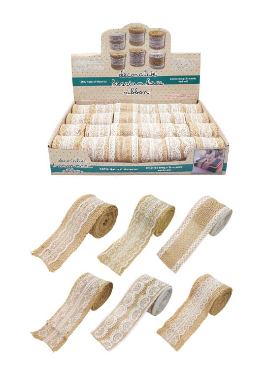 Decorative Gift Wrapping Hession Lace Ribbon-2MTR