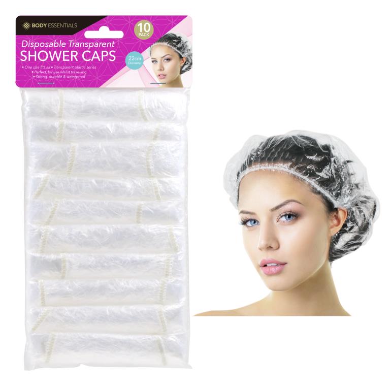 Disposable Transparent Shower Caps- 10PK