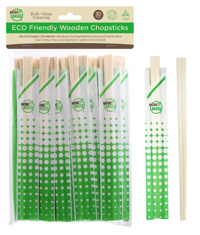 ECO Birch Wood Catering Chopsticks - 30 PAIRS