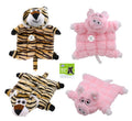 Flat Squeaky Animal Plush Pet Toy - Tiger/Pig Series