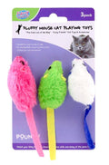3PK Fluffy Series Mice Cat Toys (D)