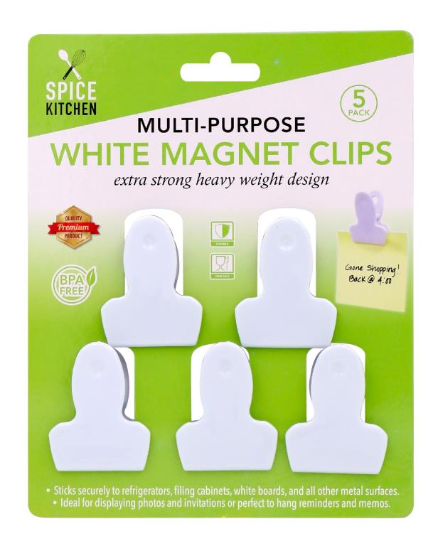 All Purpose White Magnetic Clips-5PK