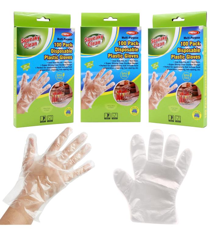 Disposable PE Plastic Gloves-100PK