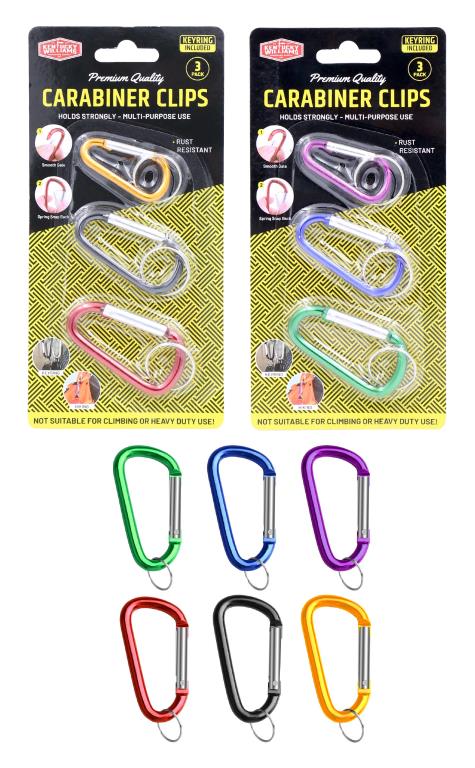 3PK Multi-Purpose Carabiner Clips