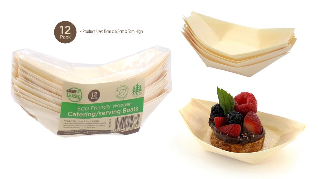 ECO Bamboo Catering/Serving Boats - 11CM x 6.5CM-12PK