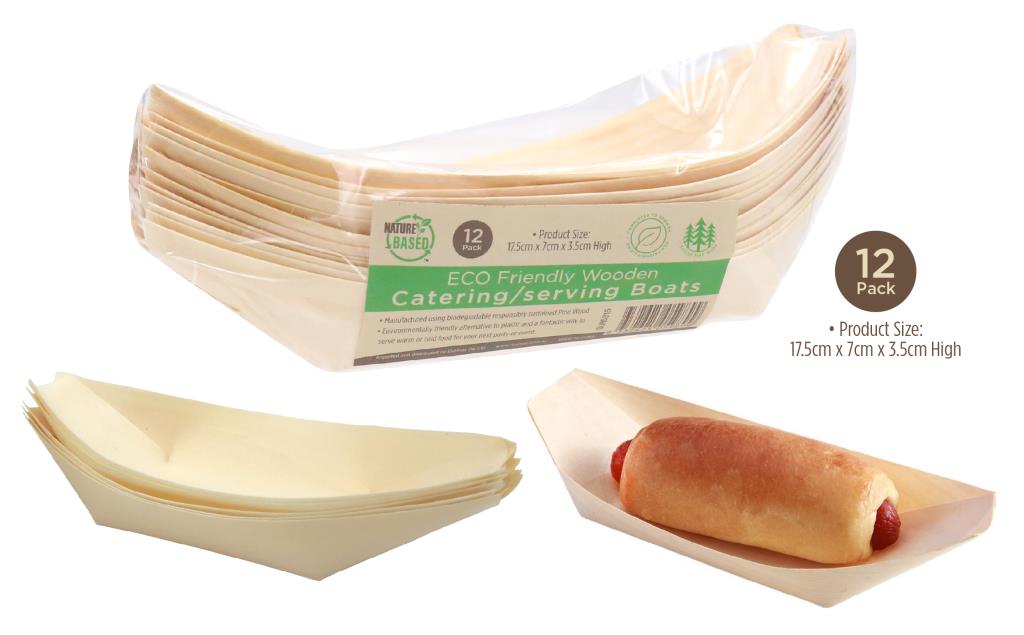ECO Bamboo Catering/Serving Boats - 17.5CM x 8CM-12PK